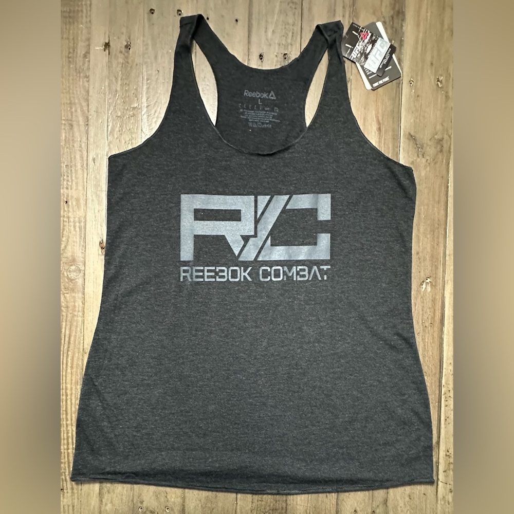 NWT UFC Reebok Women’s Racerback Fight for Peace Tank - Large - Vintage Black